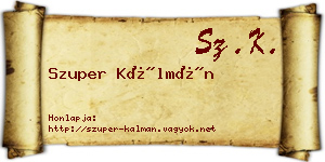 Szuper Kálmán névjegykártya